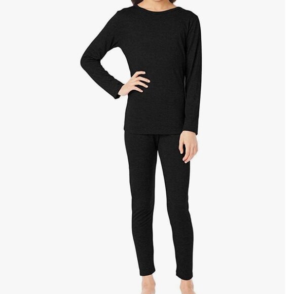 ❄️ 32 Degrees Kids Black Heat Base Layer Set - 3 Tops + 1 Legging - Youth Medium - Picture 2 of 4
